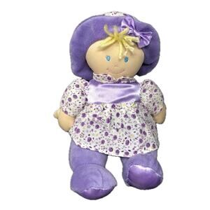 Kids Preferred Purple Baby Doll Plush Floral Dress Outfit 11" Stuffed Blond Girl